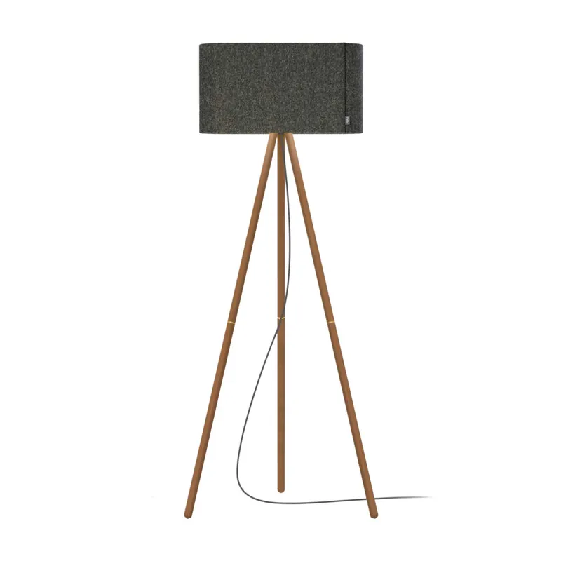 Belmont - Lampadaire en bois et abat-jour tissu design moderne