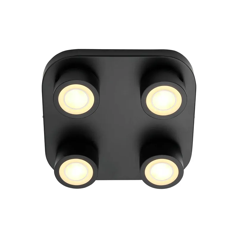 Clyde - Plafonnier LED 4 spot noir en acier design contemporain