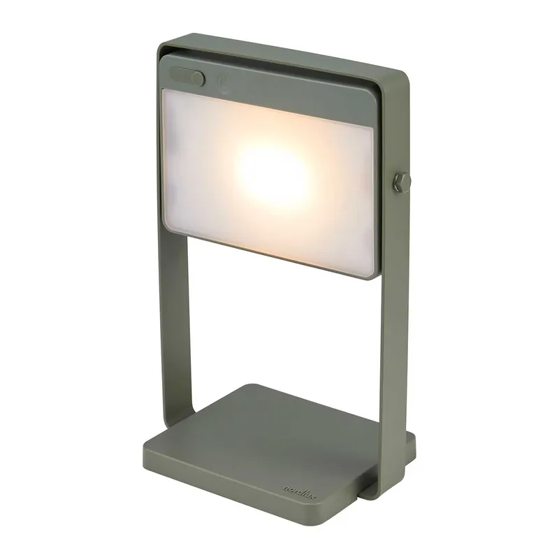 Saulio - Lampe nomade LED solaire en acier pour extérieur moderne