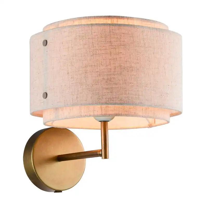 Takai - Gold and linen wall sconce for contemporary bedroom