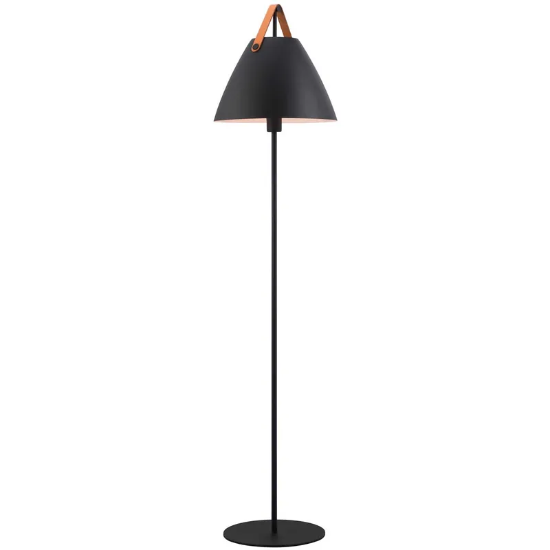 Strap - Steel and leather floor lamp for Scandinavian style living room