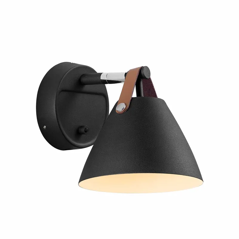 Strap - Scandinavian steel and leather wall sconce for bedroom