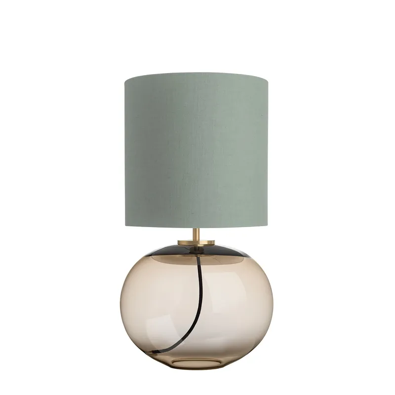 SENJA - Tischlampe aus mundgeblasenem Glas, handgefertigter Stofflampenschirm