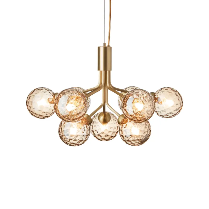 Apiales Optic - Goldener Kronleuchter mit schicken Glaskugeln