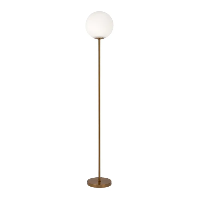 RING - Design Stehlampe Wohnzimmer gold oder schwarz, Glaskugel