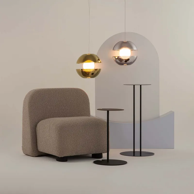 REBEL - Design-Pendelleuchte in Apfelform, bernsteinfarbenes Glas, integrierte LED