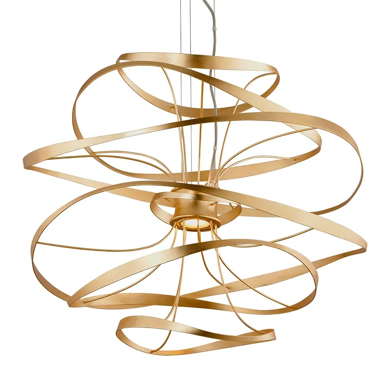 Kalligraphie - Elegante goldene Spirale Pendelleuchte Schlafzimmer