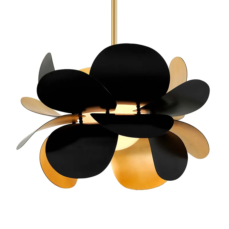 GINGER - schwarze und goldene Blumenlampe für schickes Schlafzimmer