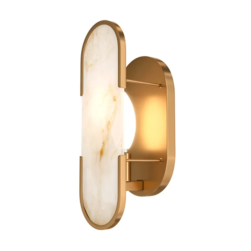 MARMO - Wandlampe aus goldenem Metall mit Messingeffekt und Marmor