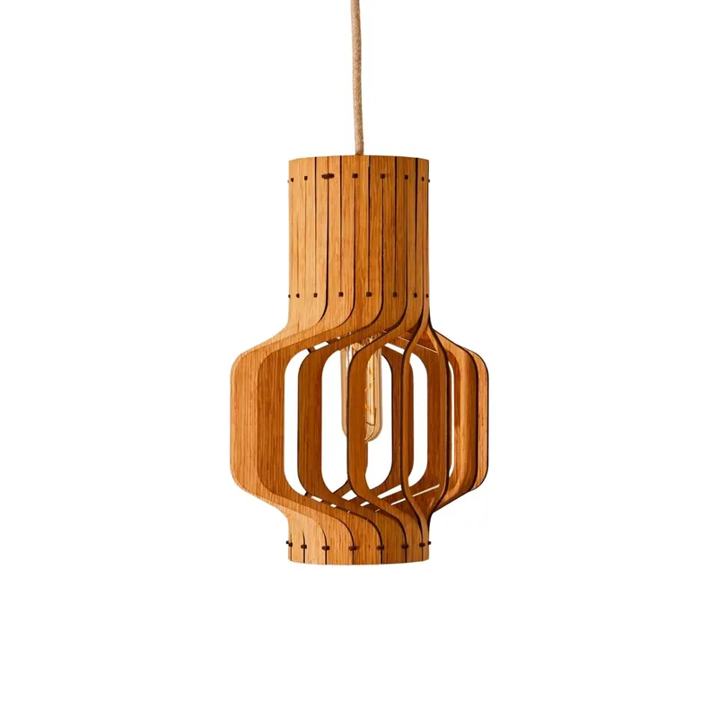 Tjinkwe Small - Design Hängeleuchte mit Holzlamellenkäfig