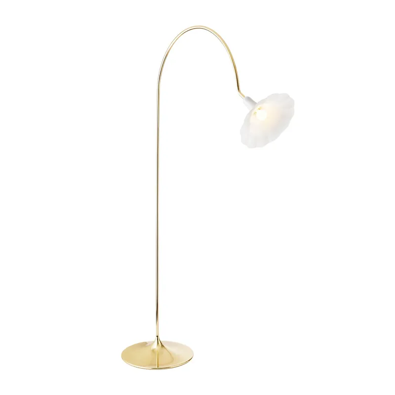 PETALII - Elegante Blumen-Stehlampe in Weiß und poliertem Gold