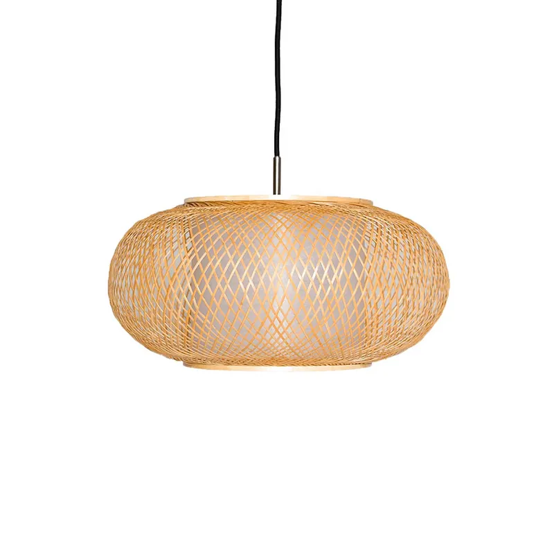 TWIGGY AL - Runde Hängelampe aus geflochtenem Bambus in Beige oder Braun