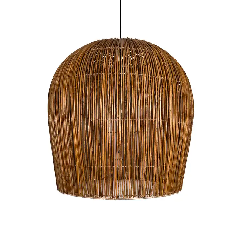 RATTAN BULB - Hängelampe mit brauner handgefertigter Rattan-Glühbirne