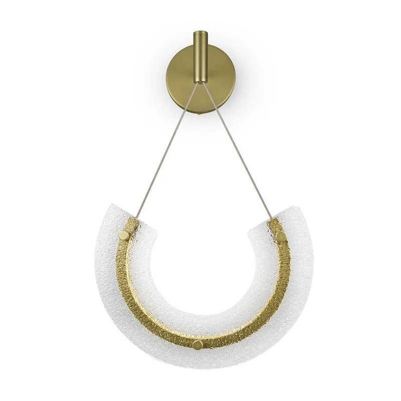 MAYA - Design-Wandleuchte aus goldenem Stahl und Glas