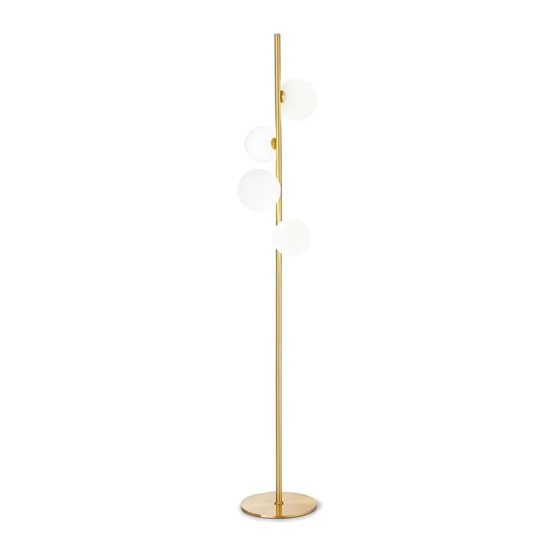 PERLAGE - Goldener oder rauchfarbener Stehlampe mit Art-Déco-Glaskugeln