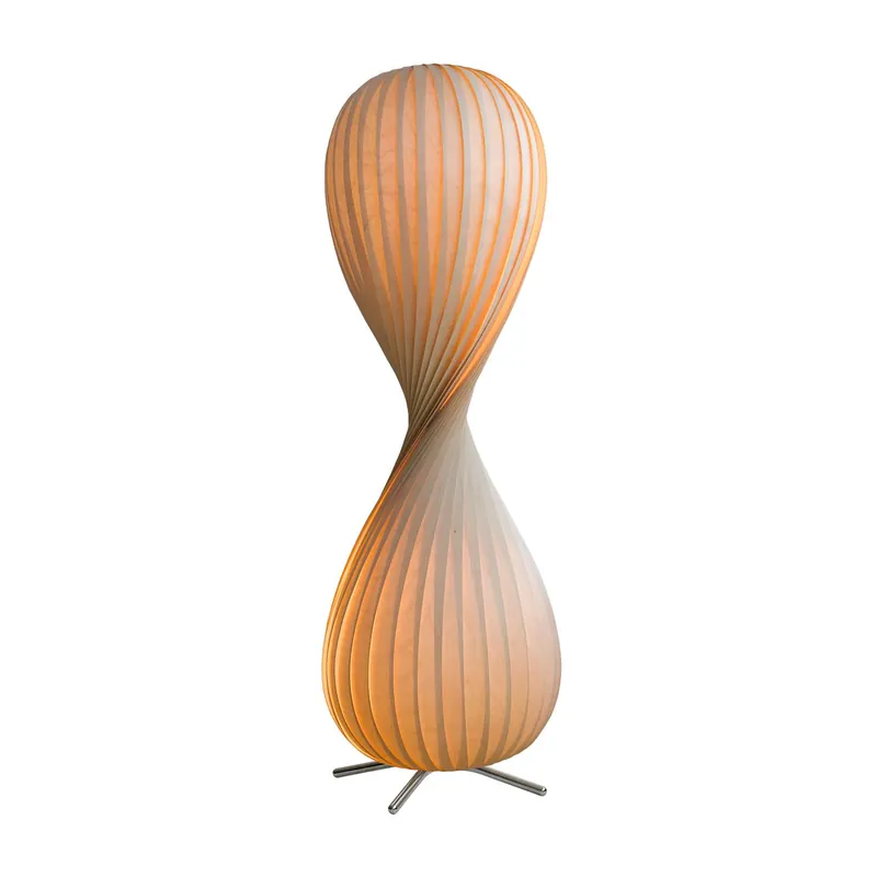 TR10 - Stehleuchte aus verdrehten Holzlamellen im Design