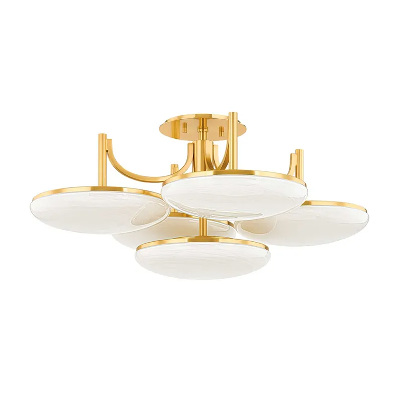 Bregman - Goldene Deckenleuchte und weißes Designglas für Wohnzimmer