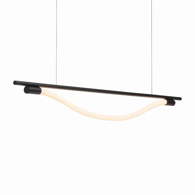 Levity Bow - Design lineare LED-Röhren-Pendelleuchte für Esszimmer