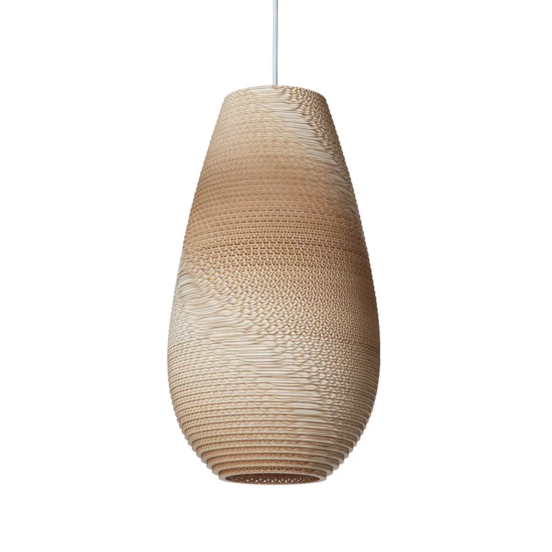 Scraplights Drop - weiße Design-Hängeleuchte aus Karton für Wohnzimmer