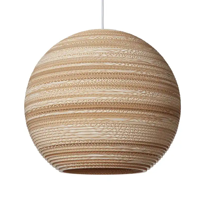 Scraplights Moon - Große Hängelampe Kugel aus Karton für Wohnzimmer