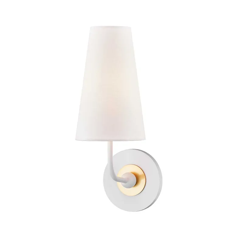 Merri - Vintage Design Wandleuchte aus Leinen und weißem Metall