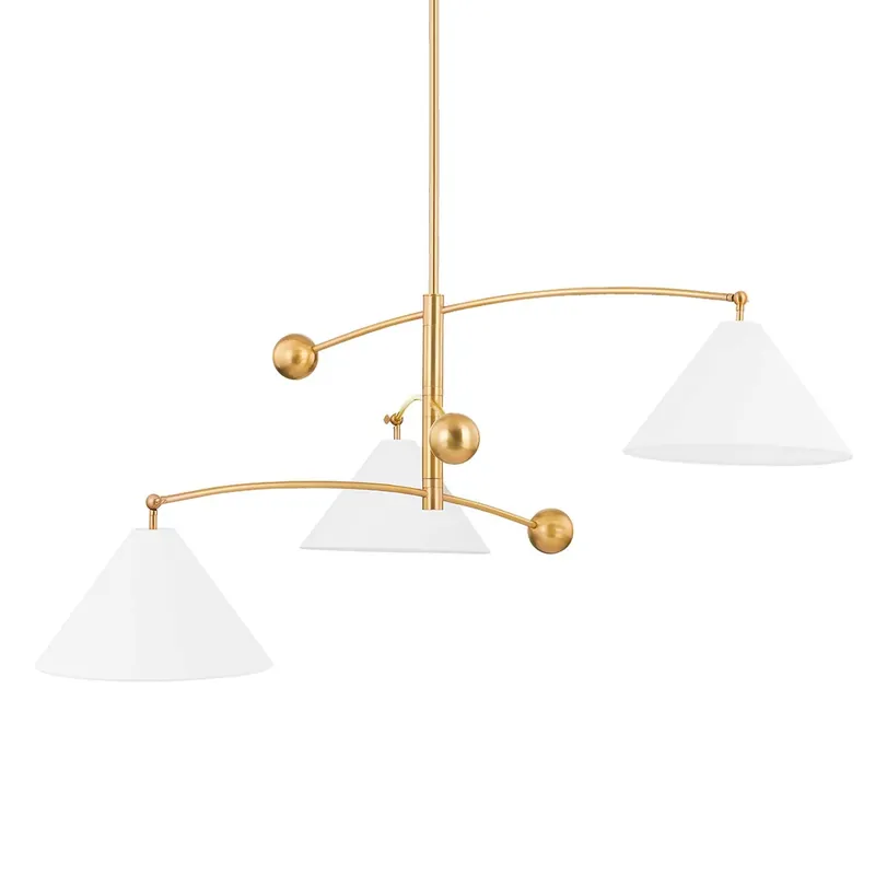 Birdie - Große Pendelleuchte aus Leinen und goldenem Messing modernes Design