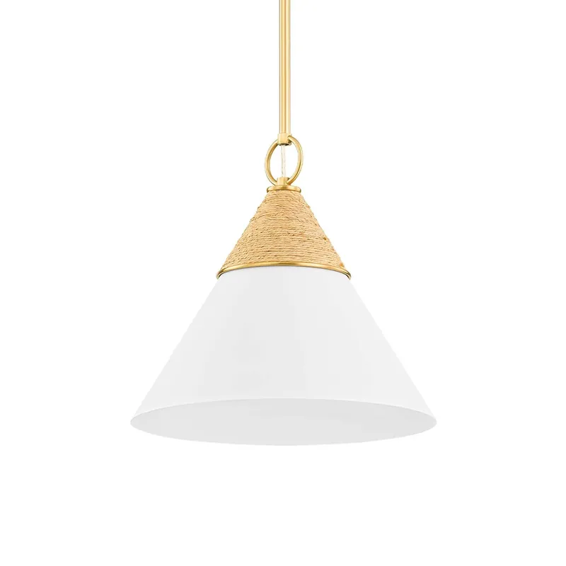 Mica - Hängeleuchte aus Rattan, Glas und goldenem Messing, Design