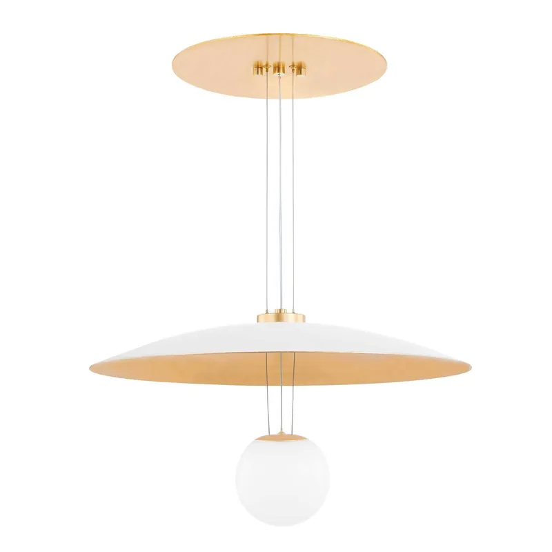 Brim - Design goldene Hängeleuchte aus Metall und modernem Glas