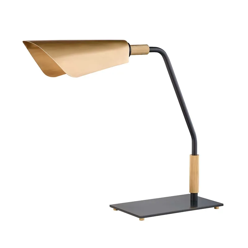 Bowery - Vintage Schreibtischlampe aus vergoldetem Messing und Schwarz