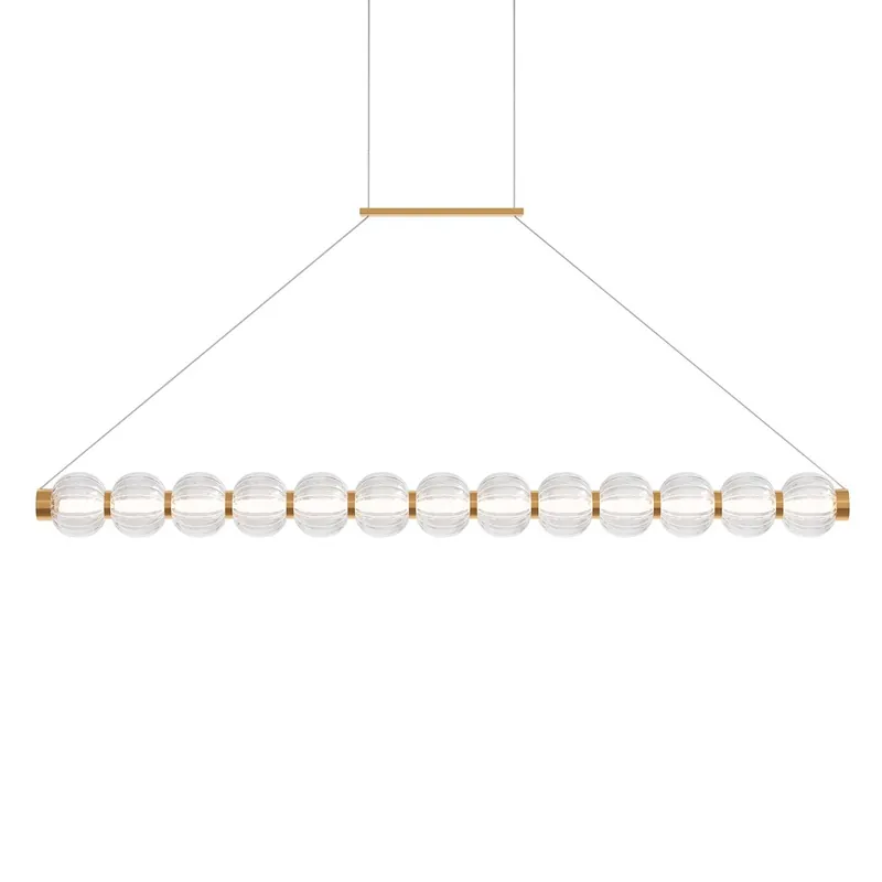 Amulet - LED Pendelleuchte Esszimmer aus Glas und goldenem Stahl