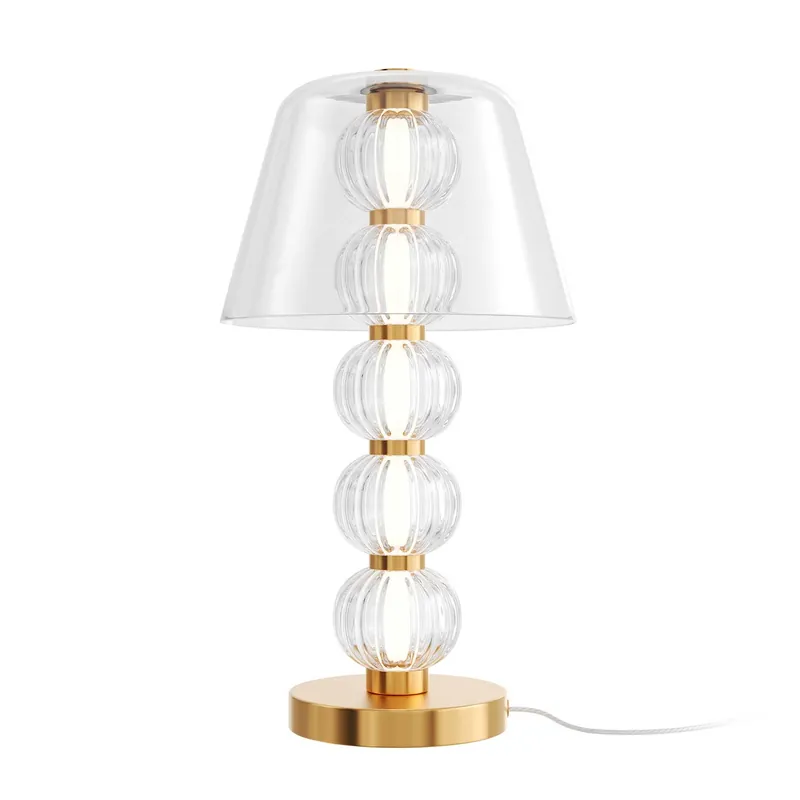 Amulet - goldene Nachttischlampe mit Glas für Art-Déco-Schlafzimmer