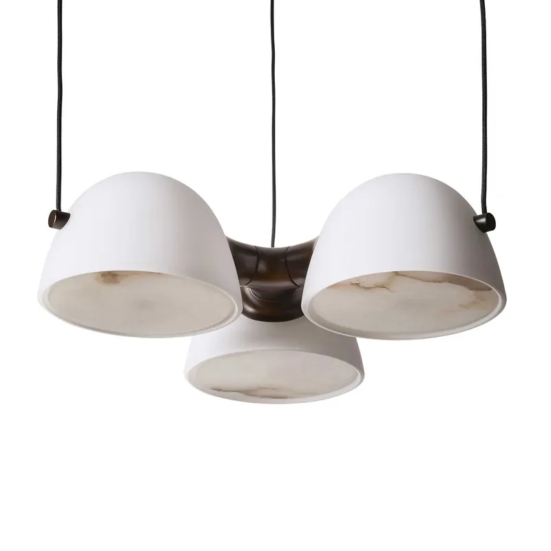 Fuse - Design-Kronleuchter aus Alabaster und gealtertem Messing für Wohnzimmer