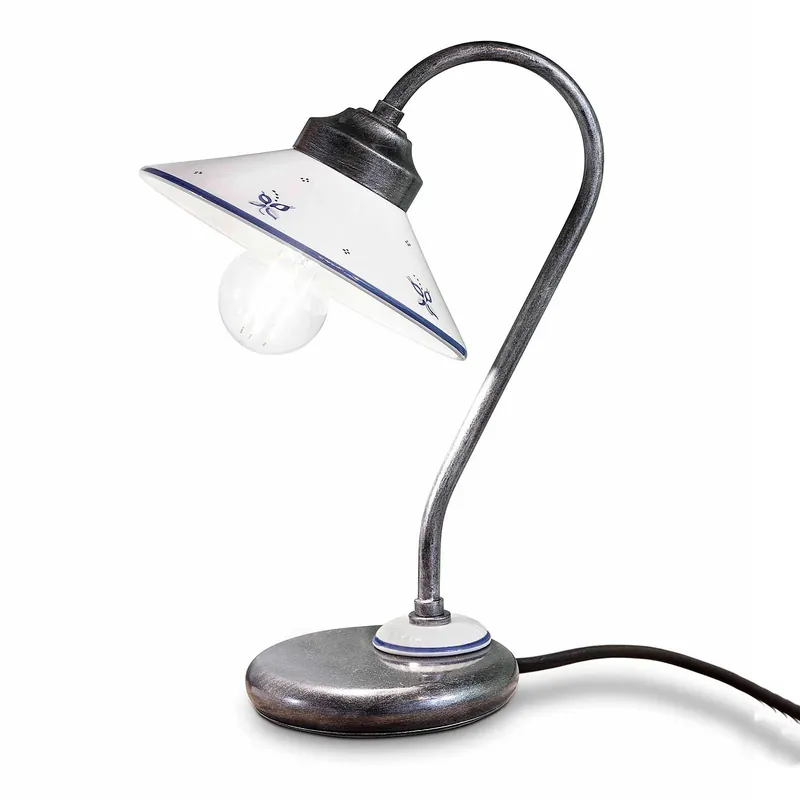 Asti - Vintage-Nachttischlampe aus weißer Keramik