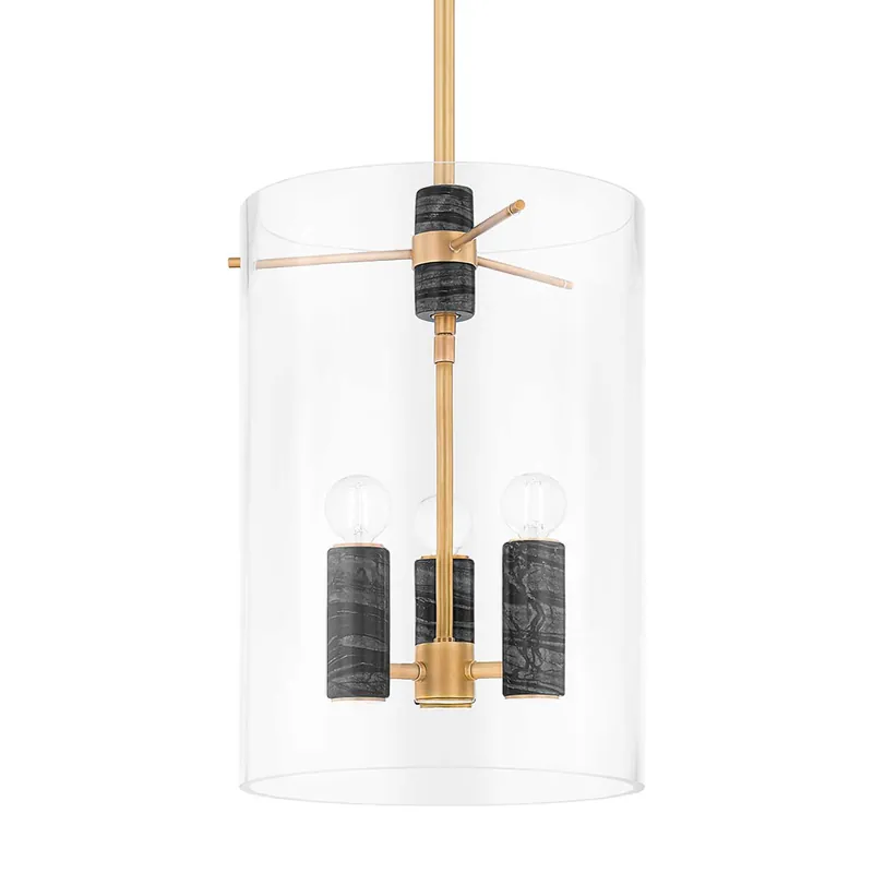 Adonis - Art-déco-Kronleuchter aus Glas und Messing für Wohnzimmer