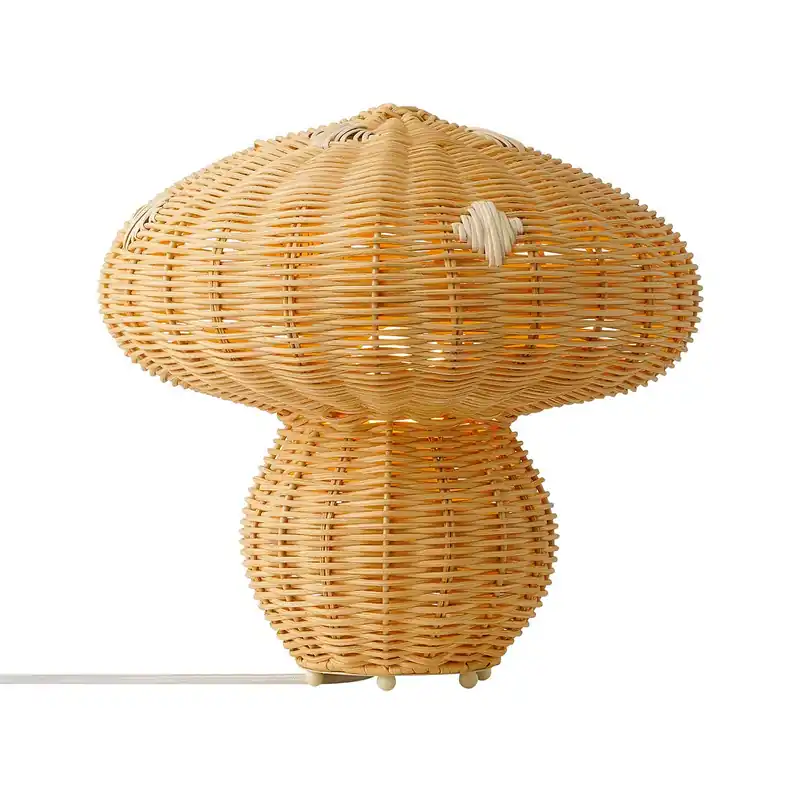 Allie - Rattan-Pilz-Tischlampe für Kinderzimmer
