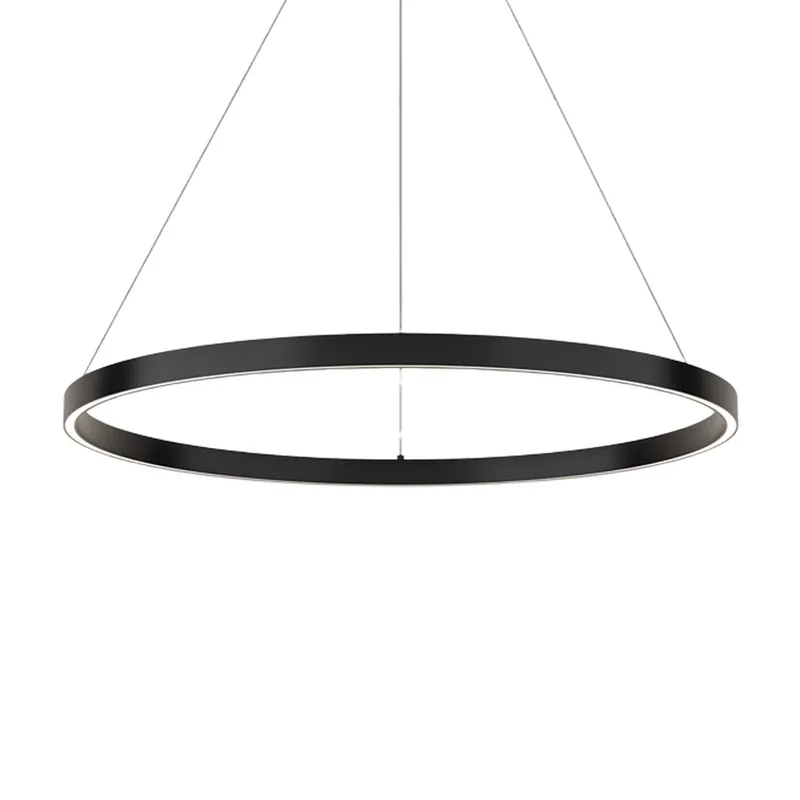 RIM - Golden or black ring pendant light, integrated LED