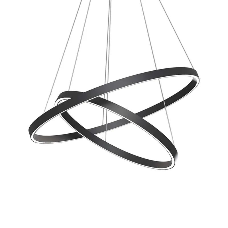 RIM - Gold or black pendant light, 2 rings, integrated LED