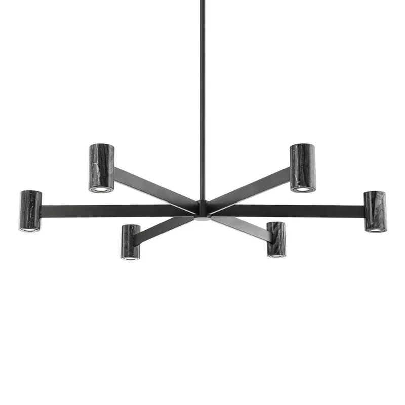 PREDOCK - Luxurious and design steel and black marble chandelier