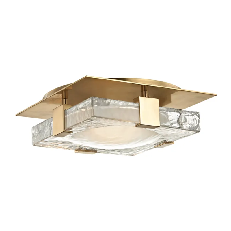 BOURNE - Vintage ceiling light in glass and brass from the 60s