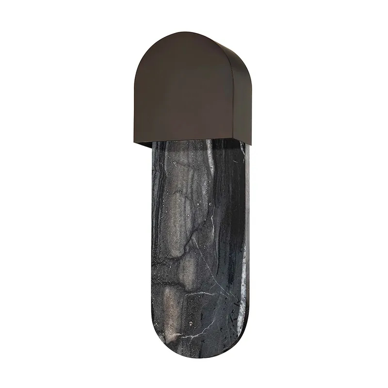 HOBART - Wall sconce in steel and black or gold marble