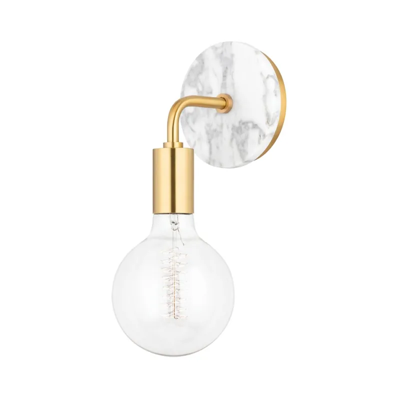CHLOE - Chic wall sconce in brass and white marble