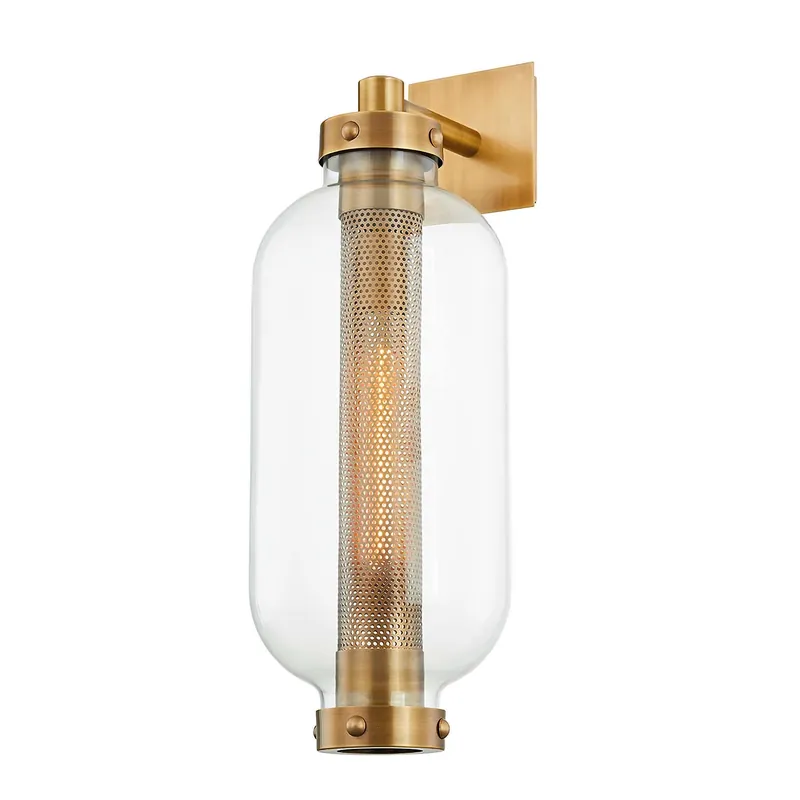 ATWATER - Vintage industrial lantern wall light in brass