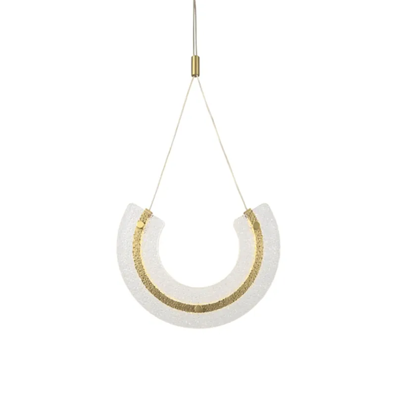 MAYA - Designer pendant light in golden steel and glass