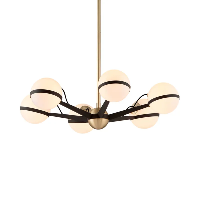ACE - Large bronze pendant light with vintage glass globes