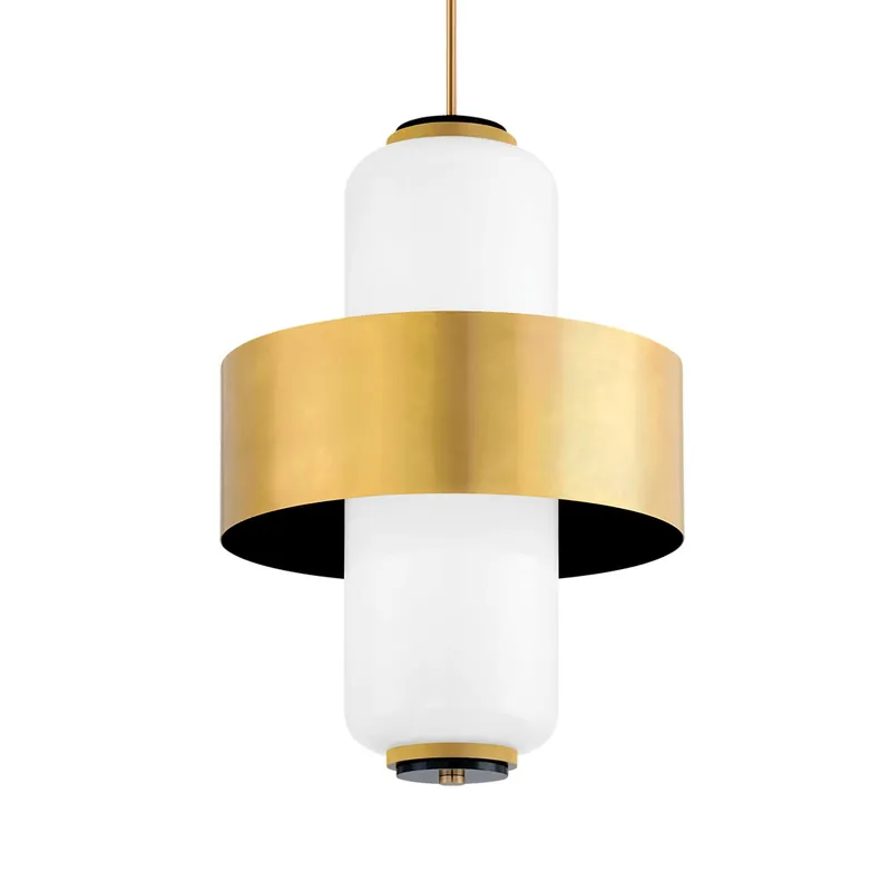 Melrose - Golden brass and white vintage design pendant light