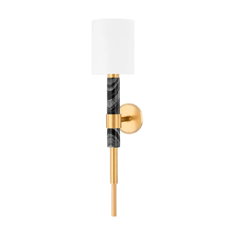 Solstice - Black marble and brass design wall sconce