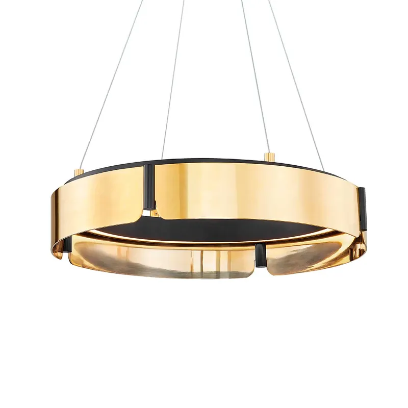 Tribeca - Round golden suspension in modern design metal