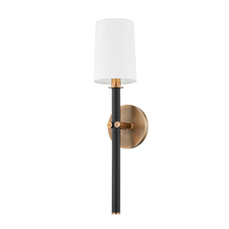 Belvedere - Black industrial wall sconce with patinated brass
