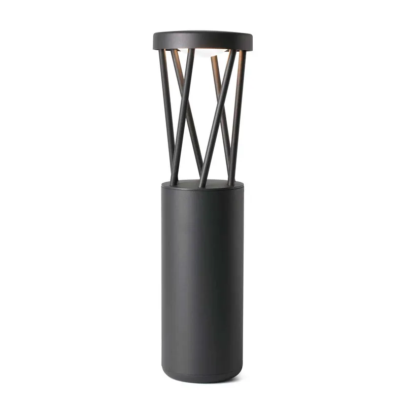 Twist - Dark gray steel design bollard with LED