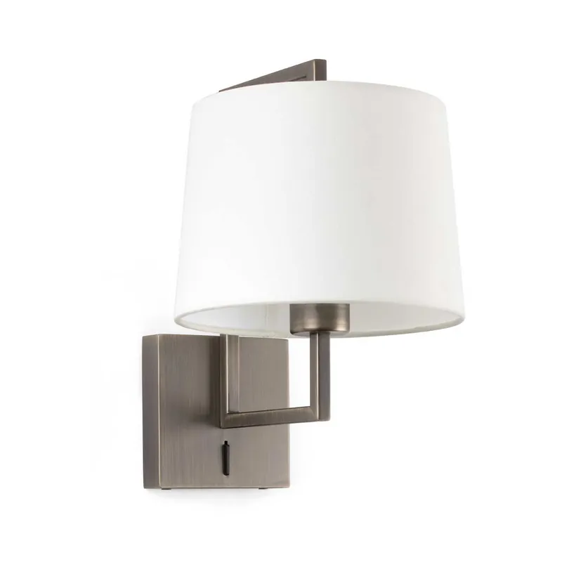 Frame - Vintage wall sconce in bronze and fabric lampshade